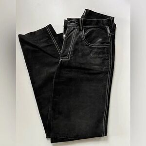 Vintage Versace Jeans Couture men’s black suede jeans white stitching.